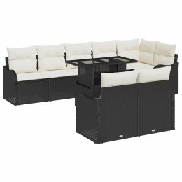 Zestaw Sof na Ogród z poduszką 9 pcs Czarny Rattan poli