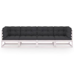 4-osobowa sofa ogrodowa z poduszkami, lite drewno sosnowe