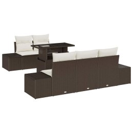 Zestaw Sof na Ogród z poduszką 6 pcs Brązowy i Kremowy