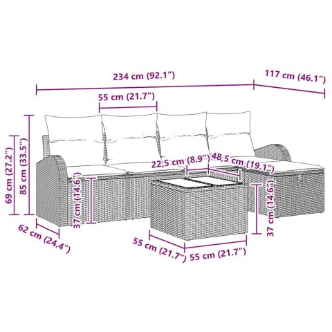 Zestaw Sof z poduszką Beżowy i kremowy polirattan