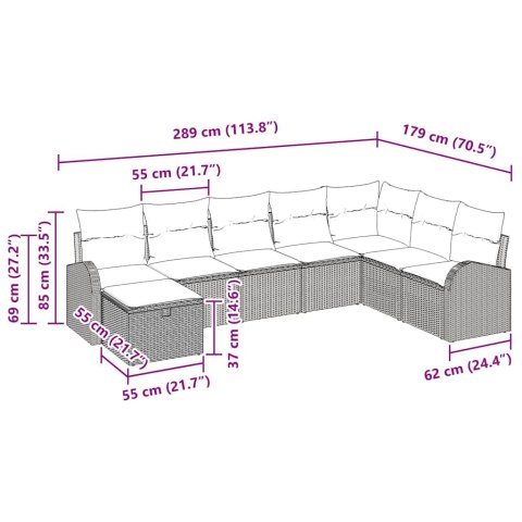 Zestaw Sof z poduszką Brązowy i kremowy polirattan