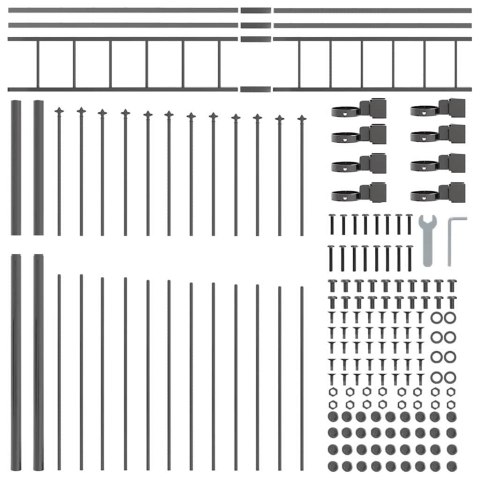 Ogrodzenie Ogrodowe Szary 1190 x 200 cm Stal malowana proszkowo