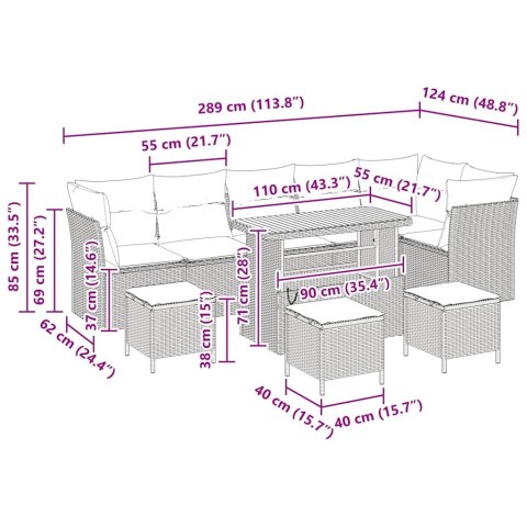 Zestaw Sof na Ogród 10 pcs Beżowy polirattan