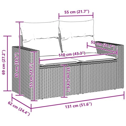 Zestaw Sof na Ogród z poduszką 8 pcs Czarny polirattan