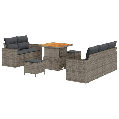 Zestaw Sof na Ogród z poduszką 8 pcs Szary polirattan