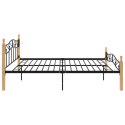 Rama łóżka, czarny metal i lite drewno dębowe, 180x200 cm