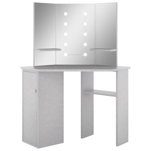 Toaletka narożna z LED, szarość betonu, 111 x 54 x 141,5 cm Toaletka narożna z LED, szarość betonu, 111 x 54 x 141,5 cm