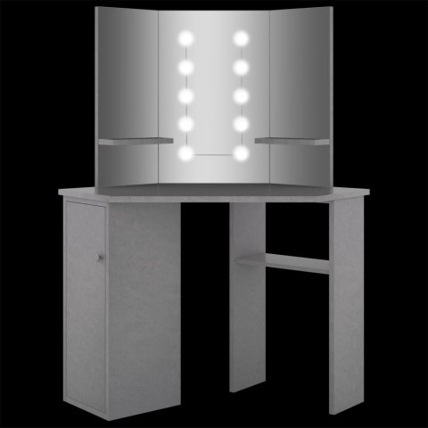 Toaletka narożna z LED, szarość betonu, 111 x 54 x 141,5 cm Toaletka narożna z LED, szarość betonu, 111 x 54 x 141,5 cm