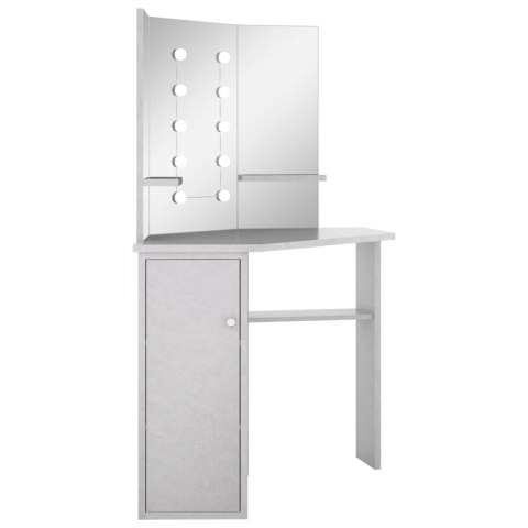 Toaletka narożna z LED, szarość betonu, 111 x 54 x 141,5 cm Toaletka narożna z LED, szarość betonu, 111 x 54 x 141,5 cm