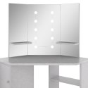 Toaletka narożna z LED, szarość betonu, 111 x 54 x 141,5 cm