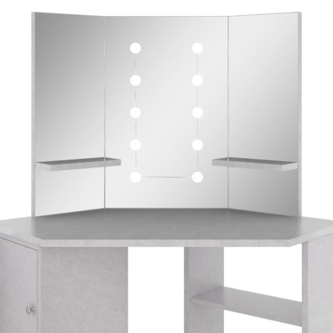 Toaletka narożna z LED, szarość betonu, 111 x 54 x 141,5 cm Toaletka narożna z LED, szarość betonu, 111 x 54 x 141,5 cm