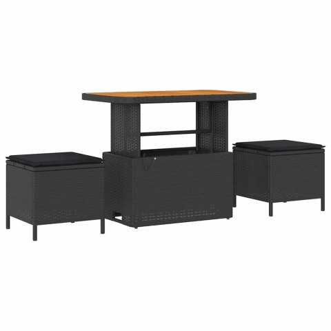 Zestaw Sof na Ogród z poduszką z przechowywaniem 11 pcs Czarny