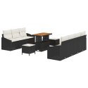 Zestaw Sof na Ogród z poduszką 10 pcs Czarny i kremowy