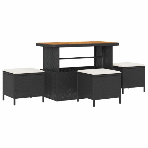 Zestaw Sof na Ogród z poduszką 9 pcs Czarny i kremowy