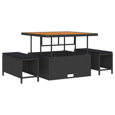 Zestaw Sof na Ogród z poduszką z przechowywaniem 11 pcs Czarny