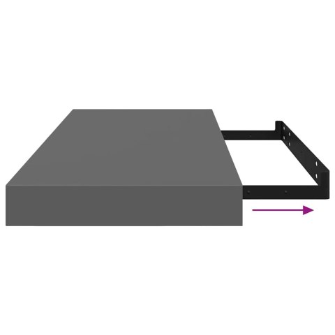 Półki ścienne, 4 szt., wysoki połysk, szare, 60x23,5x3,8cm, MDF