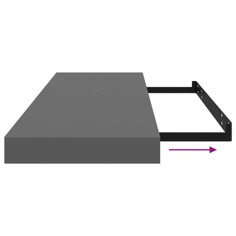 Półki ścienne, 4 szt, wysoki połysk, szare, 80x23,5x3,8 cm, MDF