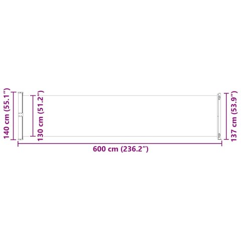 Wysuwana markiza boczna na taras, 140 x 600 cm, brązowa