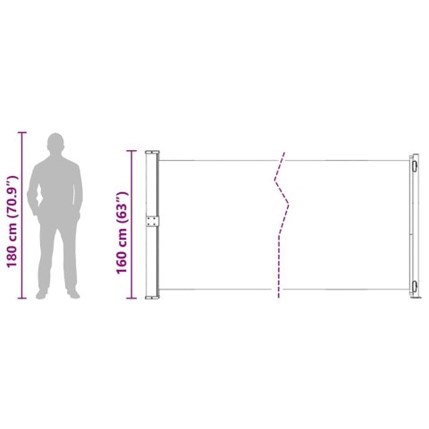 Wysuwana markiza boczna na taras, 600 x 160 cm, niebieska