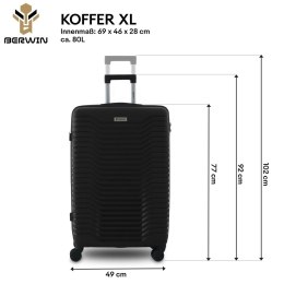 Zestaw 4 walizek podróżnych z beautycase - twarda skorupa, kółka 360°, TSA