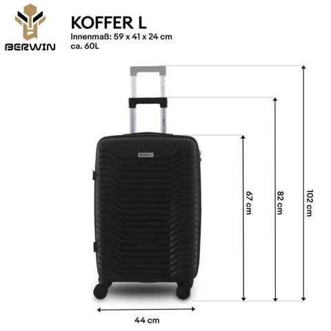 Zestaw 4 walizek podróżnych z beautycase - twarda skorupa, kółka 360°, TSA