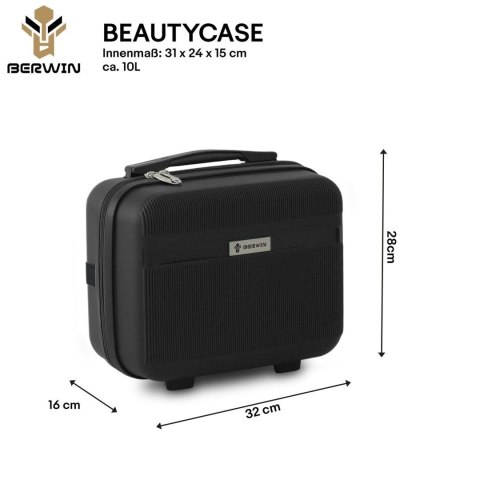 Zestaw 4 walizek podróżnych z beautycase - twarda skorupa, kółka 360°, TSA