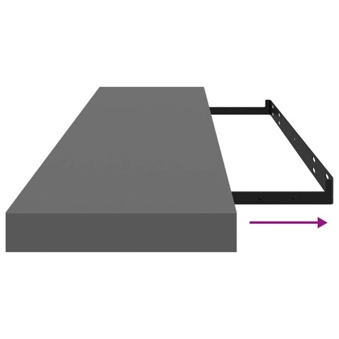 Półki ścienne, 2 szt., wysoki połysk, szare, 120x23,5x3,8 cm