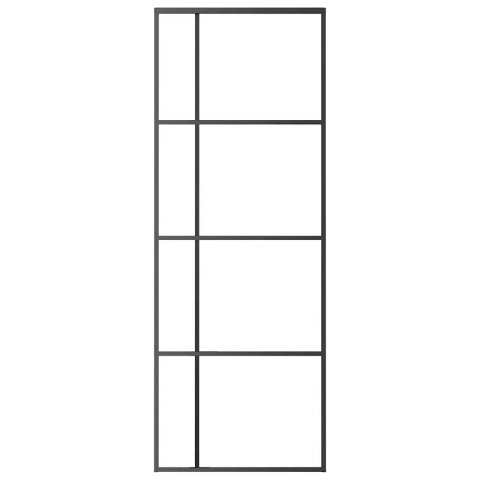 VidaXL Drzwi przesuwne, matowe szkło ESG, aluminium, 76x205 cm, czarne