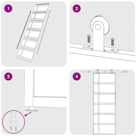 VidaXL Drzwi przesuwne, matowe szkło ESG, aluminium, 76x205 cm, czarne