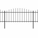 Panele ogrodzeniowe z grotami, stal, (0,5-0,75)x11,9 m, czarne