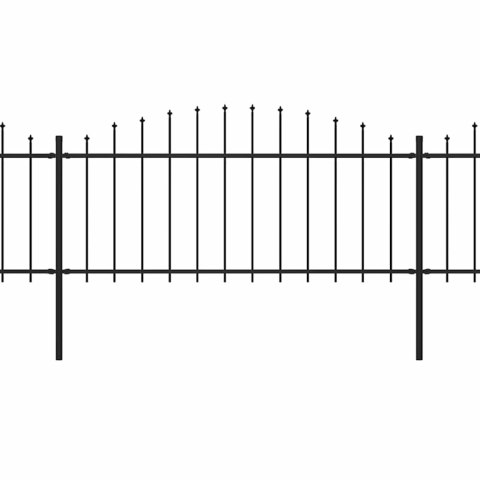 Panele ogrodzeniowe z grotami, stal, (0,5-0,75)x11,9 m, czarne