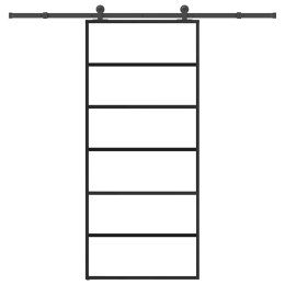 VidaXL Drzwi przesuwne z osprzętem, 90x205 cm, szkło ESG i aluminium