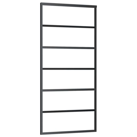 Drzwi przesuwne z osprzętem, 90x205 cm, szkło ESG i aluminium