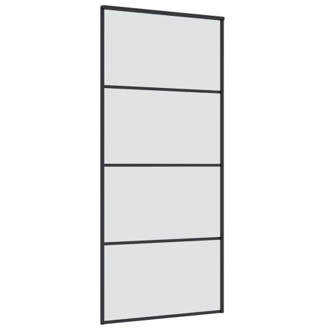 Drzwi przesuwne z osprzętem, 90x205 cm, szkło ESG i aluminium