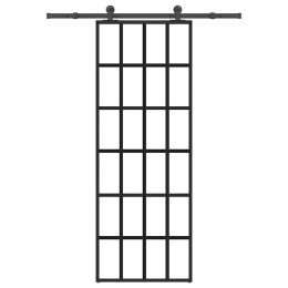 VidaXL Drzwi przesuwne z osprzętem, szkło ESG i aluminium, 76x205 cm