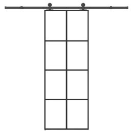 VidaXL Drzwi przesuwne z osprzętem, szkło ESG i aluminium, 76x205 cm