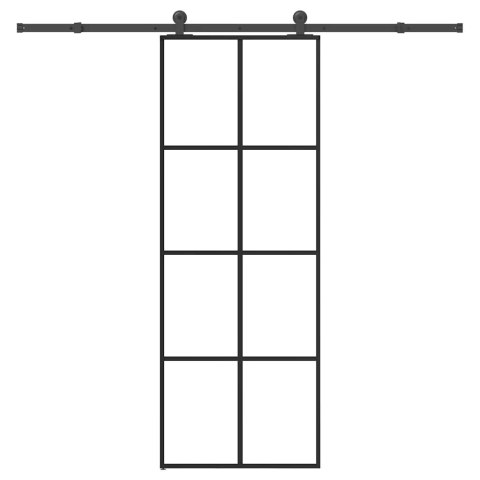 Drzwi przesuwne z osprzętem, szkło ESG i aluminium, 76x205 cm