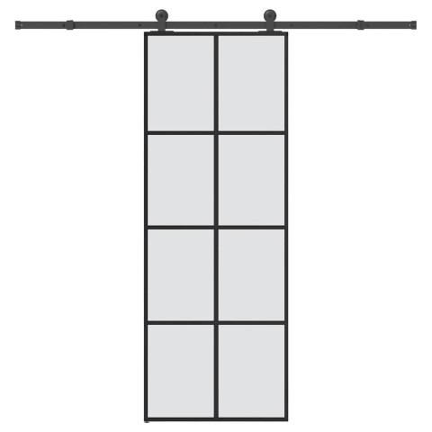 Drzwi przesuwne z osprzętem, szkło ESG i aluminium, 76x205 cm