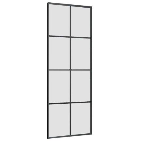 Drzwi przesuwne z osprzętem, szkło ESG i aluminium, 76x205 cm