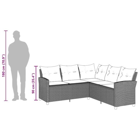 L-kształtna kanapa z poduszkami Szary polirattan