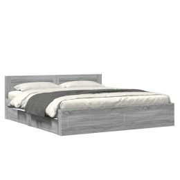 VidaXL Rama łóżka z wezgłowiem, szary dąb sonoma, 180x200 cm