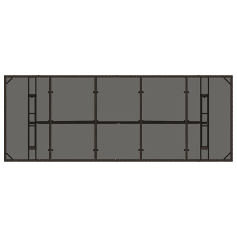 Stół ogrodowy ze szklanym blatem, brąz, 240x90x75cm, polirattan