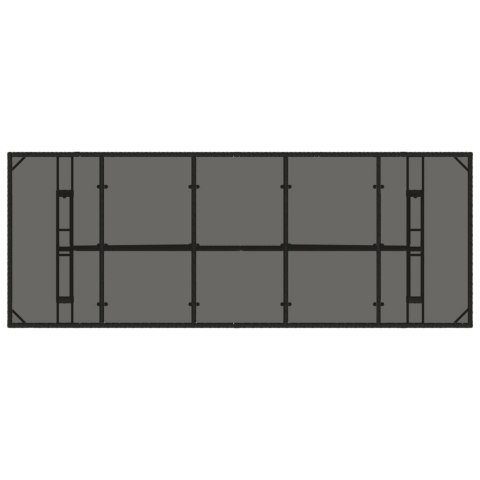 Stół ogrodowy ze szklanym blatem, czarny, 240x90x75cm rattan PE