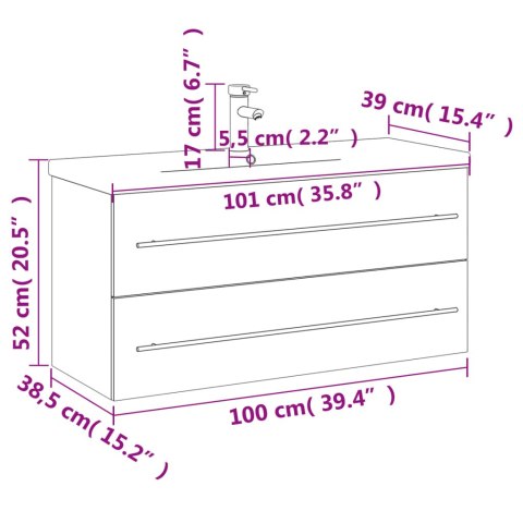 Szafka łazienkowa z wbudowaną umywalką, biała
