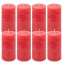 Zestaw świec rustykalnych, 10 cm, Ø 5 cm, czerwony, 8 szt.
