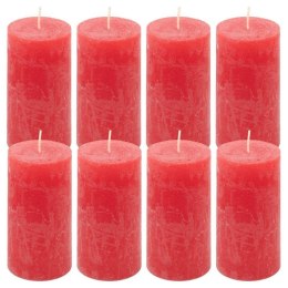 Zestaw świec rustykalnych, 10 cm, Ø 5 cm, czerwony, 8 szt.