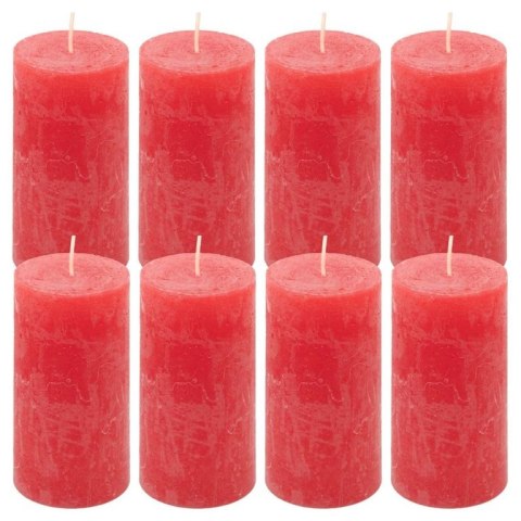 Zestaw świec rustykalnych, 10 cm, Ø 5 cm, czerwony, 8 szt.