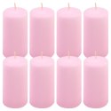 Zestaw świec filarowych, 10 cm, Ø 5 cm, różowe, 8 szt.