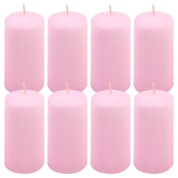 Zestaw świec filarowych, 10 cm, Ø 5 cm, różowe, 8 szt.