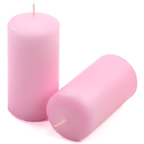 Zestaw świec filarowych, 10 cm, Ø 5 cm, różowe, 8 szt.